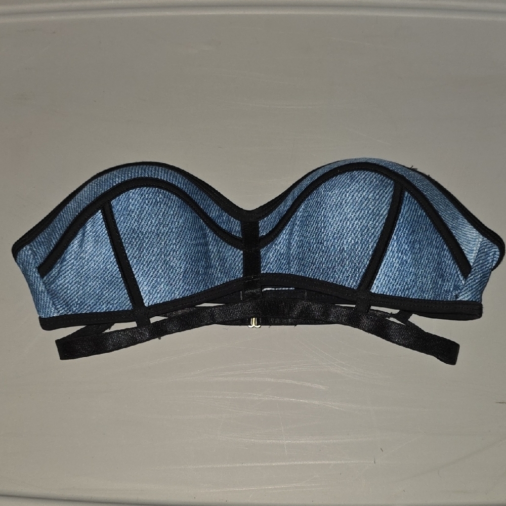 (J35) OP Blue and Black Bikini with Structured Cups
